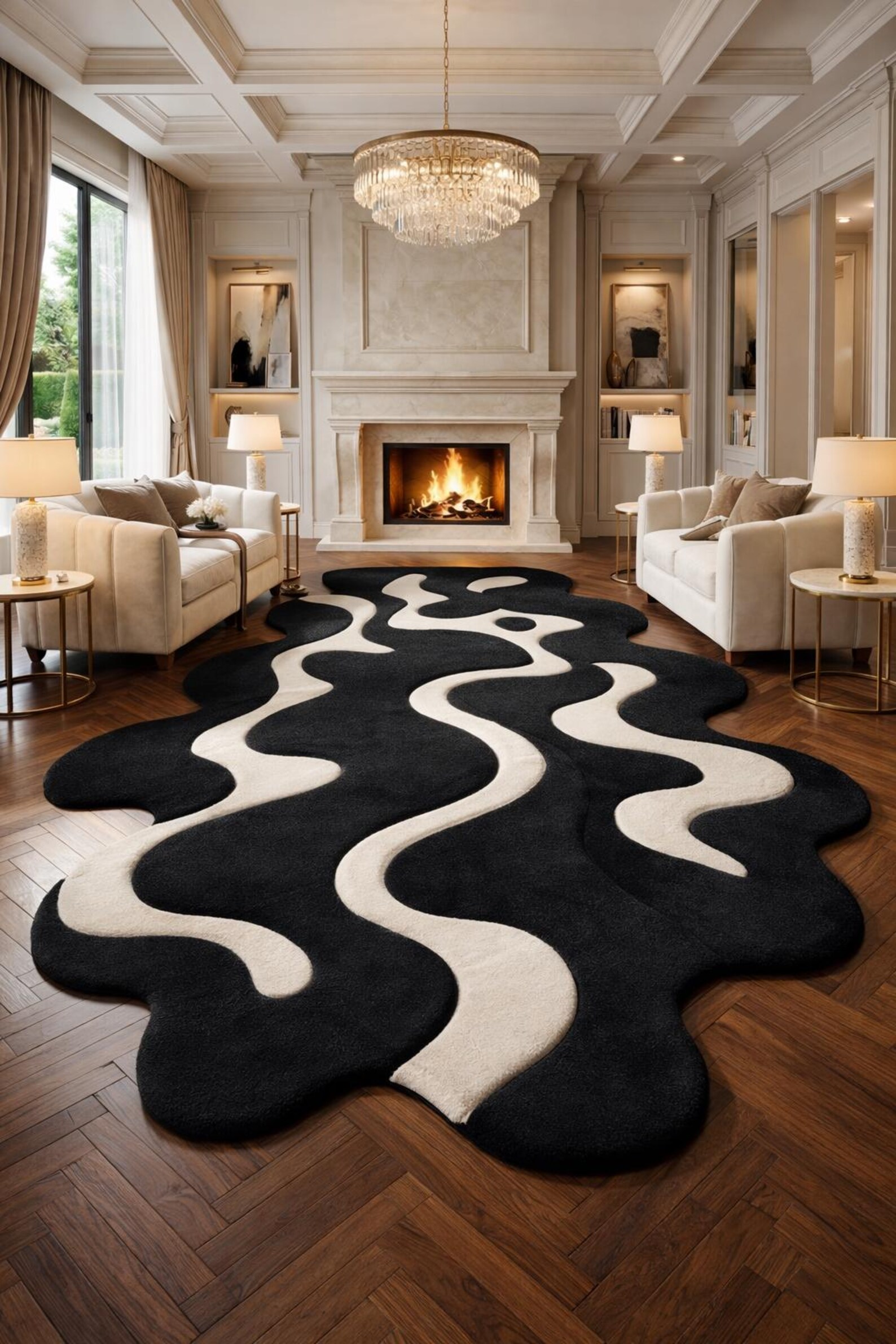 Retro 60s Op Art Rug [8X11] – Funky Psychedelic Liquid Swirl Mat – Bold ...