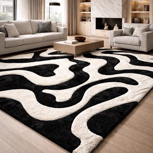 Retro 60s Op Art Rug [8X11] – Funky Psychedelic Liquid Swirl Mat – Bold ...