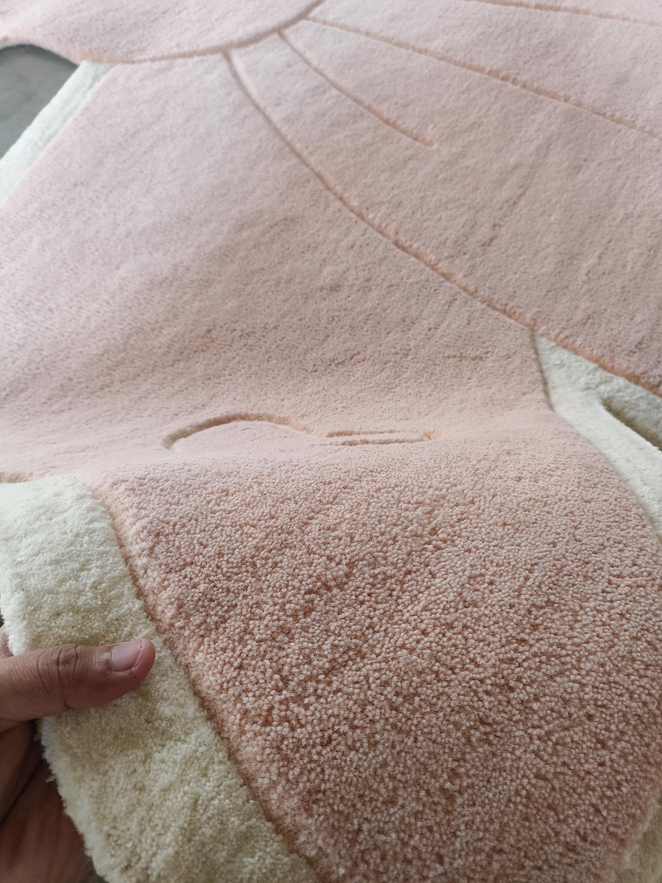 Coquette Rug Pink Bow Shaped Rug, Hand Tufted 100% Wool Ribbon Area Rug, Coquette ...