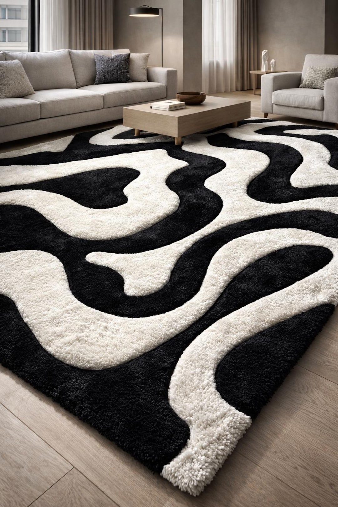 Retro 60s Op Art Rug [8X11] – Funky Psychedelic Liquid Swirl Mat – Bold ...