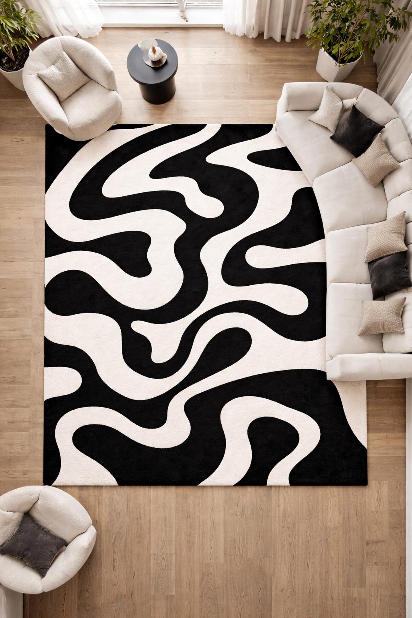 Retro 60s Op Art Rug [8X11] – Funky Psychedelic Liquid Swirl Mat – Bold ...