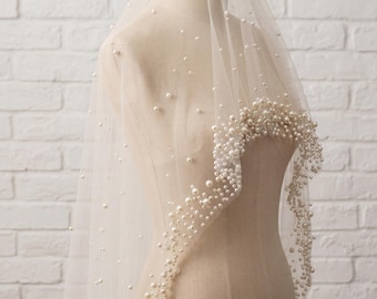 118" Pärlslöja, Enkelt Lager Tyll, Elopement Courthouse Ceremoni, För Blivande Brud, Romantisk Minimalistisk Katedrallängd