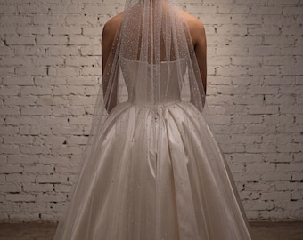 118" Glitter Tyll Brudslöja, Enkelt Lager Kristallspridning, Möhippa/Vintage Tyll, Domstol för Brud, Romantisk Minimalistisk Katedral