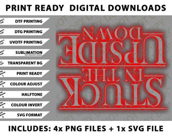 Pacote de imagens PNG, SVG e downloads digitais com tema de aniversário "Preso no Mundo Invertido"
