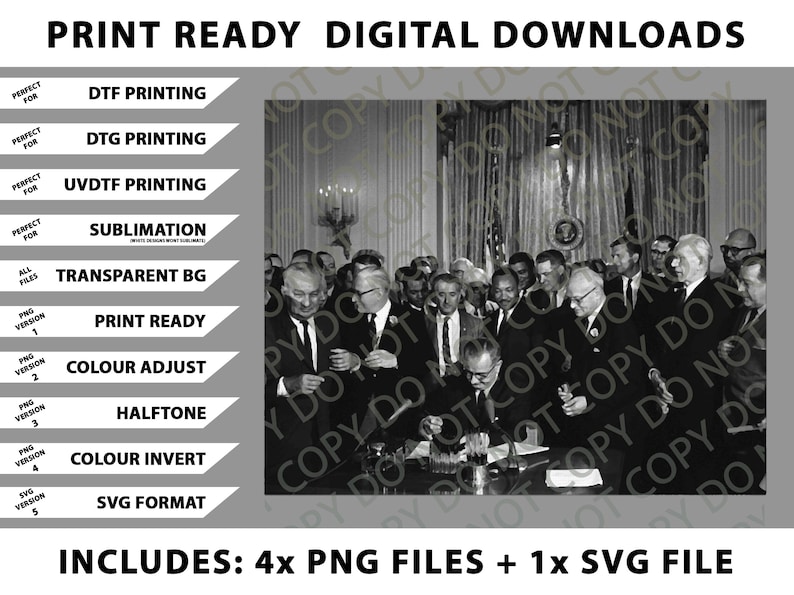 LBJ Signing the Civil Rights Act - 1964 Png Bundle, SVG Files, Digital ...