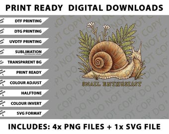 Snail Enthusiast Png Bundle, SVG Files, Digital Downloads