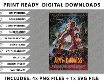 Army Of Darkness Movie Poster Png Bundle, SVG Files, Digital Downloads