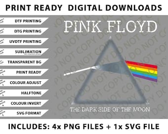The Dark Side of The Moon Album Rock Music Png Bundle, SVG Files, Digital Downloads
