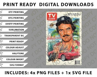 Tom Selleck magnum p.i. 1970s Png Bundle, SVG Files, Digital Downloads