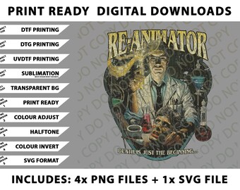 Re-Animator Death Is Just The Beginning 1985 Png Bundle, SVG Files, Digital Downloads