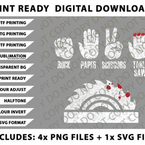 Piedra, papel, tijera, sierra de mesa, regalo para carpintero, paquete PNG, archivos SVG, descargas digitales