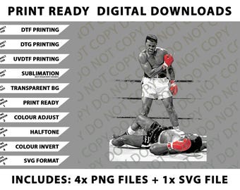 Muhammad Ali boxing legend Png Bundle, SVG Files, Digital Downloads