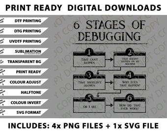 Paquete clásico de 6 etapas de depuración (PNG, archivos SVG y descargas digitales)