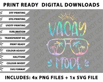 Vacay Mode Cute Vacation Summer Cruise Getaway Holiday Png Bundle, SVG Files, Digital Downloads