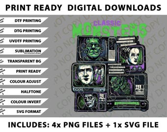 Klassische Monster, Dracula, Frankenstein, Braut von, Phantom, Film Png Png-Bundle, SVG-Dateien, digitale Downloads