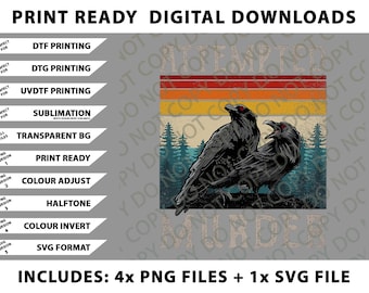 Attempted Murder Crows & Ravens Edgar Allen Poe Png Bundle, SVG Files, Digital Downloads