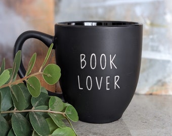 BOOK LOVER Mug | Gifts for Book Lovers | Black Coffee Mug | Reader Mug | Reading Gifts | Black Ceramics | PenEndeavors Mugs