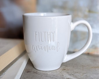 FILTHY ANIMAL Mug | Holiday Cups | Christmas Mug | Festive Gifts | Funny Mugs | Mugs with Sayings for the Holidays | White Mug | Ceramic Cup