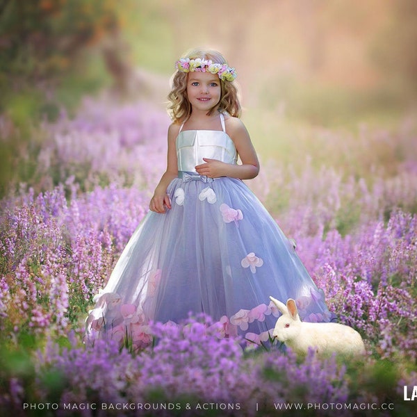 Spring Lilac- Layered PSD Pink/Purple Easter Bunny Field Digital Photography Background
