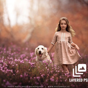 Aubrieta Glen (One) - Layered PSD Pink/Purple Spring Harvest Flower Field Digital Photography Backdrop for Portrait Photography