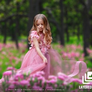 Blushing Fields- Layered PSD Digital Photography Background-  Pink Flower Field for Fine Art Photography