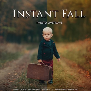 Instant Fall Tone Overlays- 25 Tones, Backdrops and Leaf Bokeh Digital Photo Overlays for Fine Art Photography Design