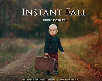 Instant Fall Tone Overlays- 25 Tones, Backdrops and Leaf Bokeh Digital Photo Overlays for Fine Art Photography Design
