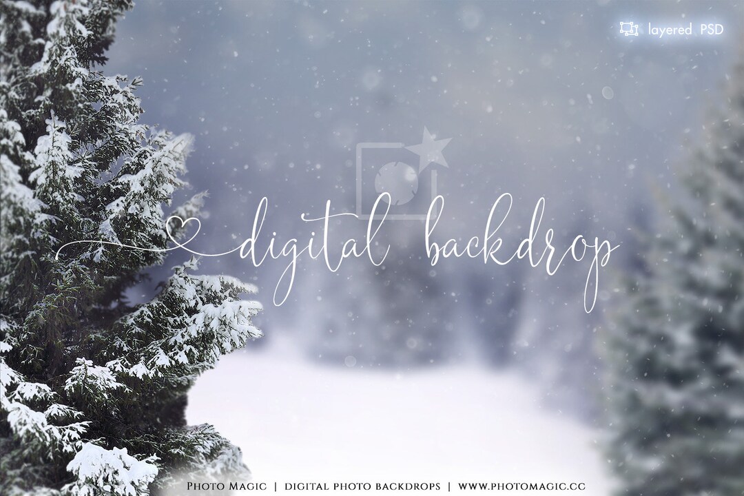 Noel Woods- Layered PSD Digital Photography Background- Winter Snow ...