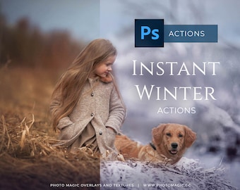 Instant Winter Action Set- 12 Actions for Snow and Winter Toning for Photoshop CS5-CS6 only