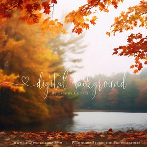 Cedar Creek- Fall Autumn Leaves Digital Photo Background for Fine Art Photography