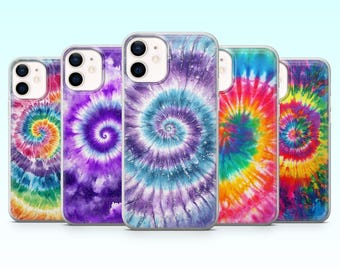 Tie Dye Phone Case Colorful Rainbow Cover for iPhone 17Pro, 16, 15, 14, 13, 12, Samsung S25, S24, S23Fe, S22, A16, A26, A56, Pixel 10, 9Pro