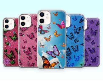 Vlinder telefoonhoesje, kleurrijke natuurcover voor iPhone 17Pro, 16, 15, 14, 13, 12, Samsung S25, S24, S23Fe, S22, A16, A26, A56, Pixel 10, 9Pro