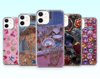 Diamond Phone Case Pearl Elegant Girly Cover for iPhone 17Pro, 16, 15, 14, 13, 12, Samsung S25,S24, S23Fe, S22,A16, A26, A56, Pixel 10, 9Pro