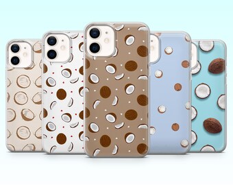 Coconut Phone Case Summer Tropical Cover for iPhone 17Pro, 16, 15, 14, 13, 12, Samsung S25, S24, S23Fe, S22, A16, A26, A56, Pixel 10, 9Pro