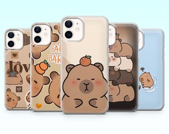 Kawaiii Phone Case Capybara Cute Cover for iPhone 17Pro, 16, 15, 14, 13, 12, Samsung S25, S24, S23Fe, S22, A16, A26, A56, Pixel 10, 9Pro