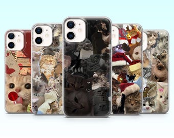 Funda de teléfono con diseño de gato para iPhone 17Pro, 16, 15, 14, 13, 12, Samsung S25, S24, S23Fe, S22, A16, A56, Pixel 10, 9Pro