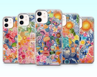 Beach Vibes Phone Case Tropical Summer Vibes Cover for iPhone 17Pro, 16, 15, 14, 13, 12, Samsung S25, S24, S23Fe, A16, A26, Pixel 10, 9Pro