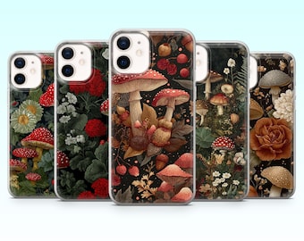 Mushroom Phone Case Earthy Nature Cover for iPhone 17Pro, 16, 15, 14, 13, 12, Samsung S25, S24, S23Fe, S22, A16, A26, A56, Pixel 10, 9Pro