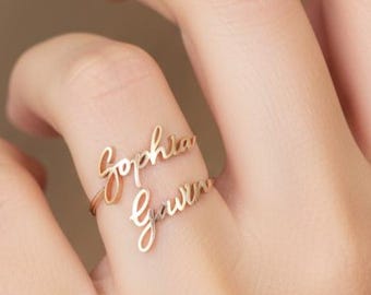 Personalized Double Name Ring,Custom Name Jewelry for Women,Gift For Her