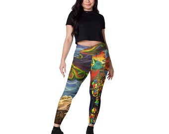 Einzigartige Muster - Crossover Leggings mit Taschen