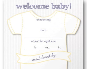 Fill in the Blank Baby Announcement Sticky Sheets make your cards RE-USABLE!