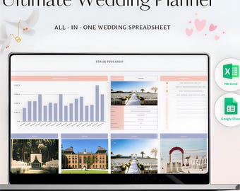 Ultimative Hochzeitsplaner-Spreadsheet, All-in-One Hochzeitsbudget Checkliste & Timeline, Google Sheets + Excel