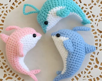 Patrón de delfín de crochet, delfín de peluche amigurumi, animal marino de crochet fácil, lindo juguete de delfín, descarga digital instantánea.