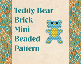 Teddy Bear Brick Stitch Bead Pattern, Mini Beaded Teddy Bear, PDF Beading Pattern, Seed Bead Animal, Instant Download