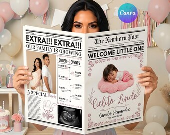 Cielito Lindo Baby Shower / Modello di giornale Canva rosa / Papel Picado personalizzato / Download digitale Talavera