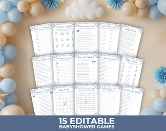 Cielito Lindo Baby Shower Games Bundle, Blue Papel Picado, Talavera Digital Download