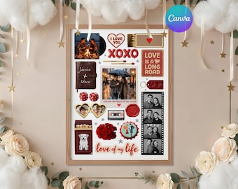 Matchbook Poster Template DIY Custom Matchbox Art 1 Year Anniversary Gift For Her and Him Canva Digital Download