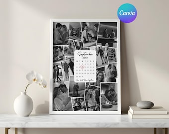 One year anniversary photo collage calendar | 1 year anniversary gift for him | One year gift poster for boyfriend (Digital Download)