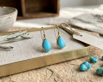 Turquoise Earrings | Handmade Boho Dangle Earrings | Natural Gemstone Jewelry | Western Cowgirl Gift for Women