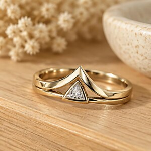 Bague triangulaire géométrique en argent sterling 925, bijou minimaliste en forme de V